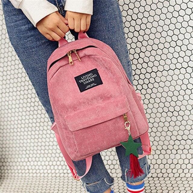 Sac a Dos Style - Rose - Femme - Style - Velours