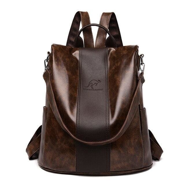 Sac Simili Cuir Noir Marron 30cm 14cm 32cm Sac a dos Femme